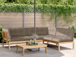 vidaXL 4 Piece Patio Pallet Sofa Set with Cushions Solid Wood Acacia