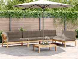 vidaXL 5 Piece Patio Pallet Sofa Set with Cushions Solid Wood Acacia