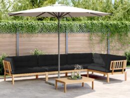 vidaXL 5 Piece Patio Pallet Sofa Set with Cushions Solid Wood Acacia