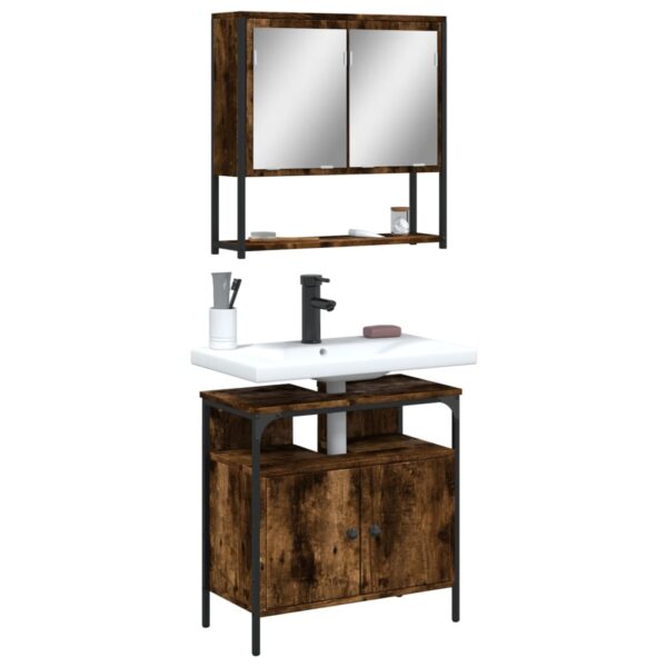 vidaXL 2 Piece Bathroom Furniture Set Smoked Oak Engineered Wood