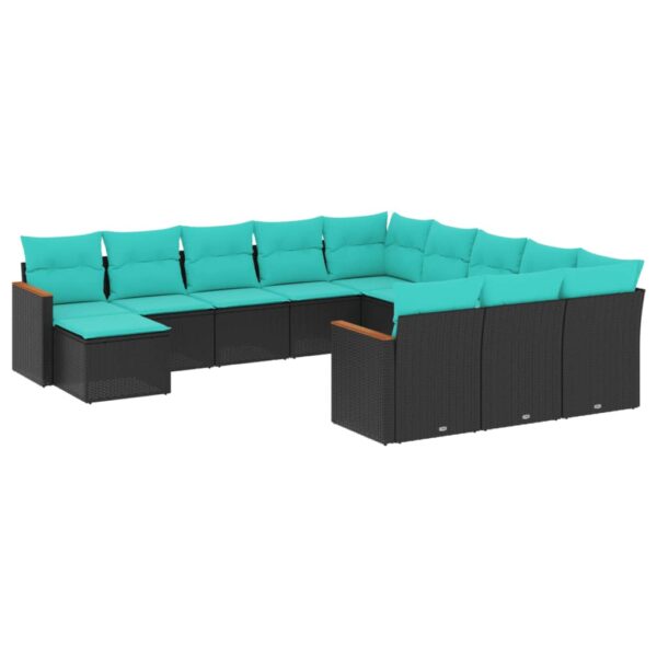 vidaXL 12 Piece Patio Sofa Set with Cushions Black Poly Rattan
