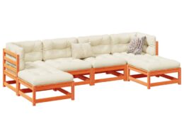 vidaXL 6 Piece Patio Sofa Set Wax Brown Solid Wood Pine