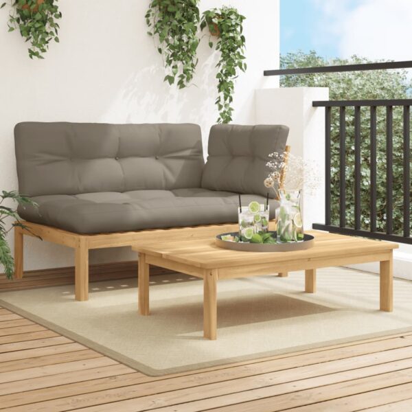 vidaXL 2 Piece Patio Pallet Sofa Set with Cushions Solid Wood Acacia