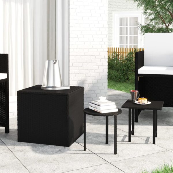 vidaXL Patio Side Tables 3 pcs Black Poly Rattan
