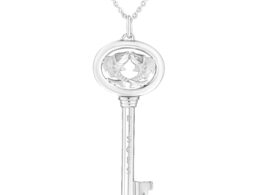 .925 Sterling Silver Diamond Accent Pisces Zodiac Key 18" Pendant Necklace (K-L Color, I1-I2 Clarity)