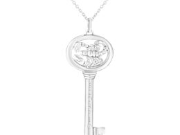 .925 Sterling Silver Diamond Accent Scorpio Zodiac Key 18" Pendant Necklace (K-L Color, I1-I2 Clarity)