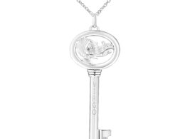 .925 Sterling Silver Diamond Accent Virgo Zodiac Key 18" Pendant Necklace (K-L Color, I1-I2 Clarity)