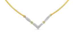 14K Two-Toned Gold 1 cttw Diamond Chevron "V" Necklace (H-I, SI1-SI2)