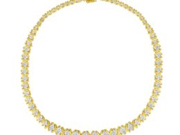 10K Yellow Gold 4 cttw Brilliant Round-Cut Diamond Graduating Riviera Statement Necklace (H-I Color, I2-I3 Clarity)