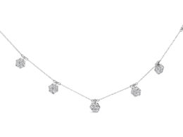 10K White Gold 3.0 Cttw Round-Cut Diamond 7 Stone Cluster Station Necklace (H-I Color, I1-I2 Clarity) - 18"