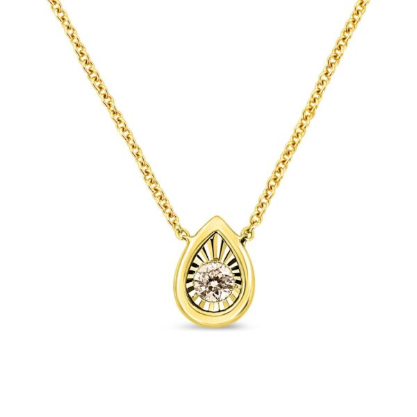 10K Yellow Gold Plated .925 Sterling Silver 1/10 Cttw Miracle Set Round Diamond Pear Shape 18" Pendant Necklace (K-L Color, I2-I3 Clarity)