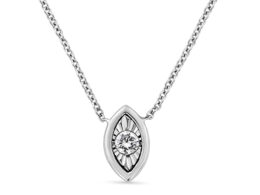 10K White Gold 1/10 Cttw Miracle Set Round-Cut Diamond Marquise Shape 18" Pendant Necklace (H-I Color, SI2-I1 Clarity)