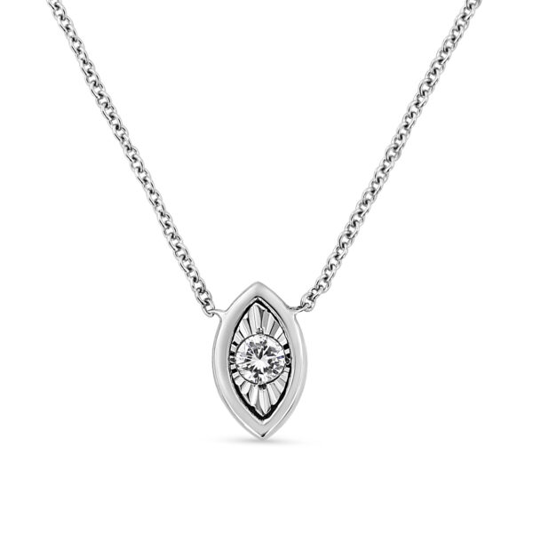 10K White Gold 1/10 Cttw Miracle Set Round-Cut Diamond Marquise Shape 18" Pendant Necklace (H-I Color, SI2-I1 Clarity)