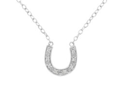 .925 Sterling Silver Diamond Accent Horseshoe U Shape 18" Pendant Necklace (H-I Clarity, I2-I3 Color)