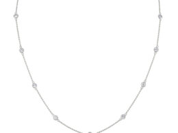 14K White Gold Diamond Station Necklace (1 1/10 cttw, H-I Color, VS2-SI1 Clarity)