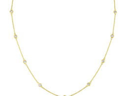14K Yellow Gold Diamond Station Necklace (1 1/10 cttw, H-I Color, VS2-SI1 Clarity)