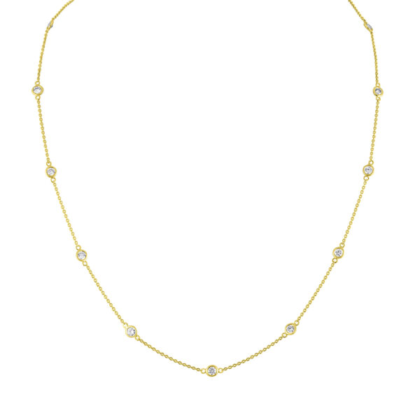 14K Yellow Gold Diamond Station Necklace (1 1/10 cttw, H-I Color, VS2-SI1 Clarity)