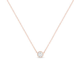 14K Rose Gold Plated .925 Sterling Silver 1/2 Cttw Diamond Bezel 18" Pendant Necklace (I-J Color, I2-I3 Clarity)