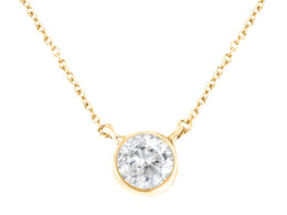 14K Yellow Gold Plated .925 Sterling Silver Bezel Set 1/2 Cttw Diamond 18" Pendant Necklace (K-L Color, SI2-I1 Clarity)