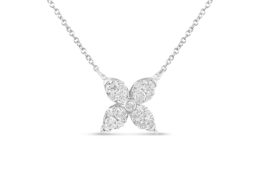 10K White Gold 1/2 Cttw Brilliant Round Diamond Marquise Shaped 4 Leaf Clover Adjustable 16-18" Inch Pendant Necklace (I-J Color, I1-I2 Clarity)