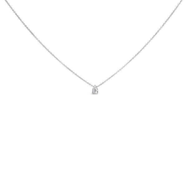 14K White Gold 1/2 Cttw Pear Shape Lab Grown Diamond Solitaire Pendant Necklace (F-G Color, VS2-SI1 Clarity)