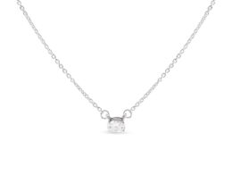 14K White Gold 1/4 Cttw Lab Grown Oval Solitaire Diamond East West 18" Pendant Necklace (G-H Color, VS2-SI1 Clarity)
