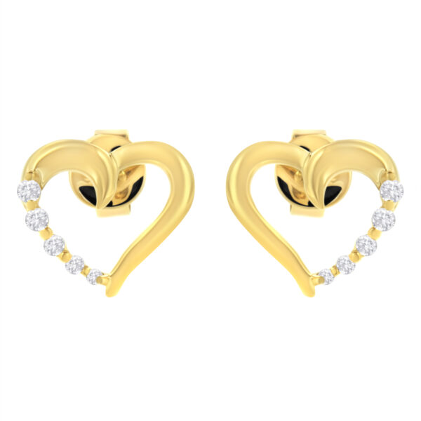 14K Yellow Gold 1/8 Cttw Diamond Journey Heart Hoop Earrings (K-L Color, I1-I2 Clarity)