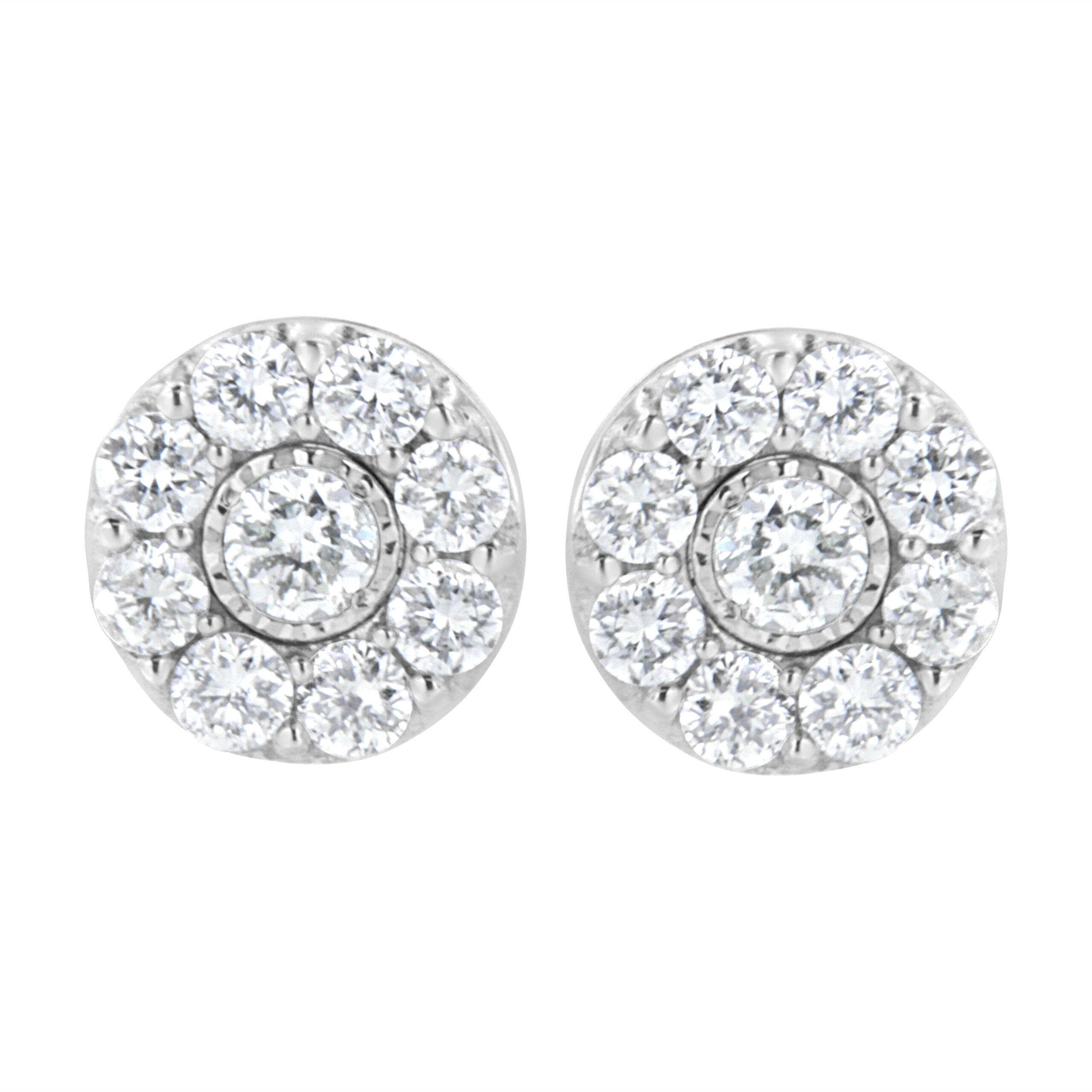 .925 Sterling Silver 5/8 cttw Lab Grown Diamond Flower Earring (F-G Color, VS2-SI1 Clarity)