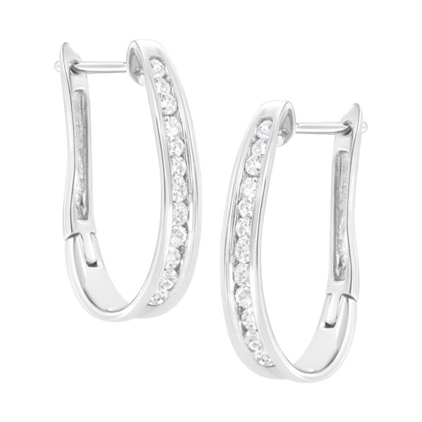 10k White Gold Plated Sterling Silver 1/2 cttw Lab Grown Diamond Hoop Earring (F-G Color, VS2-SI1 Clarity)