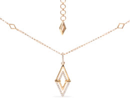 14K Yellow Gold 1/4 Cttw Diamond Double Triangle Geometric 18" Pendant Necklace (G-H Color, SI1-SI2 Clarity)