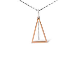 14K Rose and White Gold 1/8 Cttw Diamond Windchime 18" Pendant Necklace (G-H Color, SI1-SI2 Clarity)