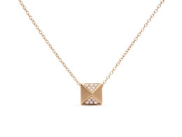 14K Yellow Gold 1/4 Cttw Diamond Matte Finished Pyramid Pendant Necklace (G-H Color, SI1-SI2 Clarity) - 18 Inches