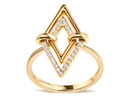 14K Yellow Gold 1/5 Cttw Diamond Double Triangle Ring (G-H Color, SI1-SI2 Clarity) - Size 7