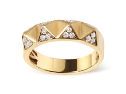 14K Yellow Gold 1/4 Cttw White Diamond Pyramid Band Ring (G-H Color, SI1-SI2 Clarity)- Size 7