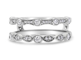 14K White Gold 1/3 Cttw Diamond Parallel Split Shank Wrap Ring Guard Enhancer (I-J Color, I2-I3 Clarity) - Size 6.75