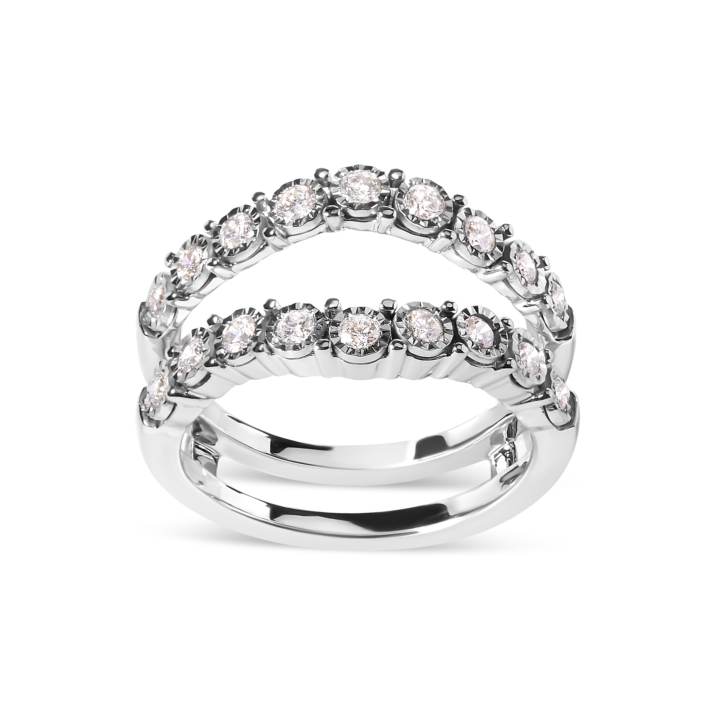 14k White Gold 1/2 Cttw Miracle Set Diamond Enhancer Wrap Ring Guard (H-I Color, I1-I2 Clarity) - Size 7
