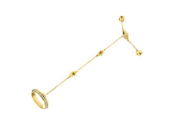 14K Yellow Gold 1/4 Cttw Diamond Ring and Bracelet Hand Chain (G-H Color, SI1-SI2 Clarity) - 7"