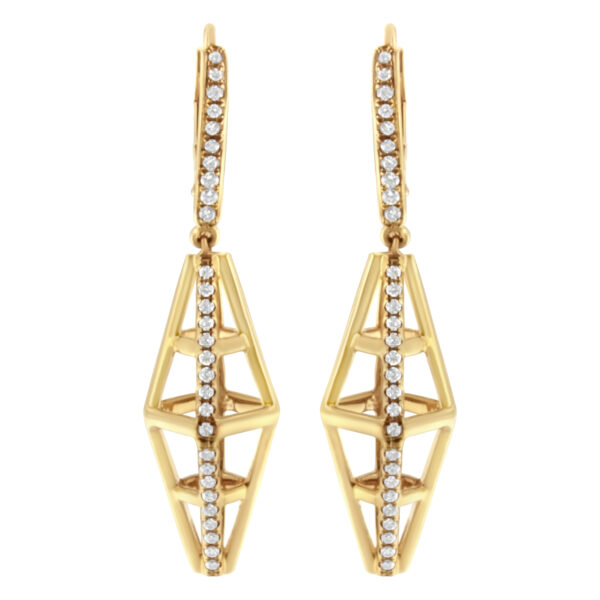 14K Yellow Gold 5/8 Cttw Diamond Geometrical Pillar Drop and Dangle Earrings (G-H Color, SI1-SI2 Clarity)