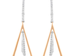 14K Rose and White Gold 3/8 Cttw Diamond Windchime Drop and Dangle Earring (G-H Color, SI1-SI2 Clarity)