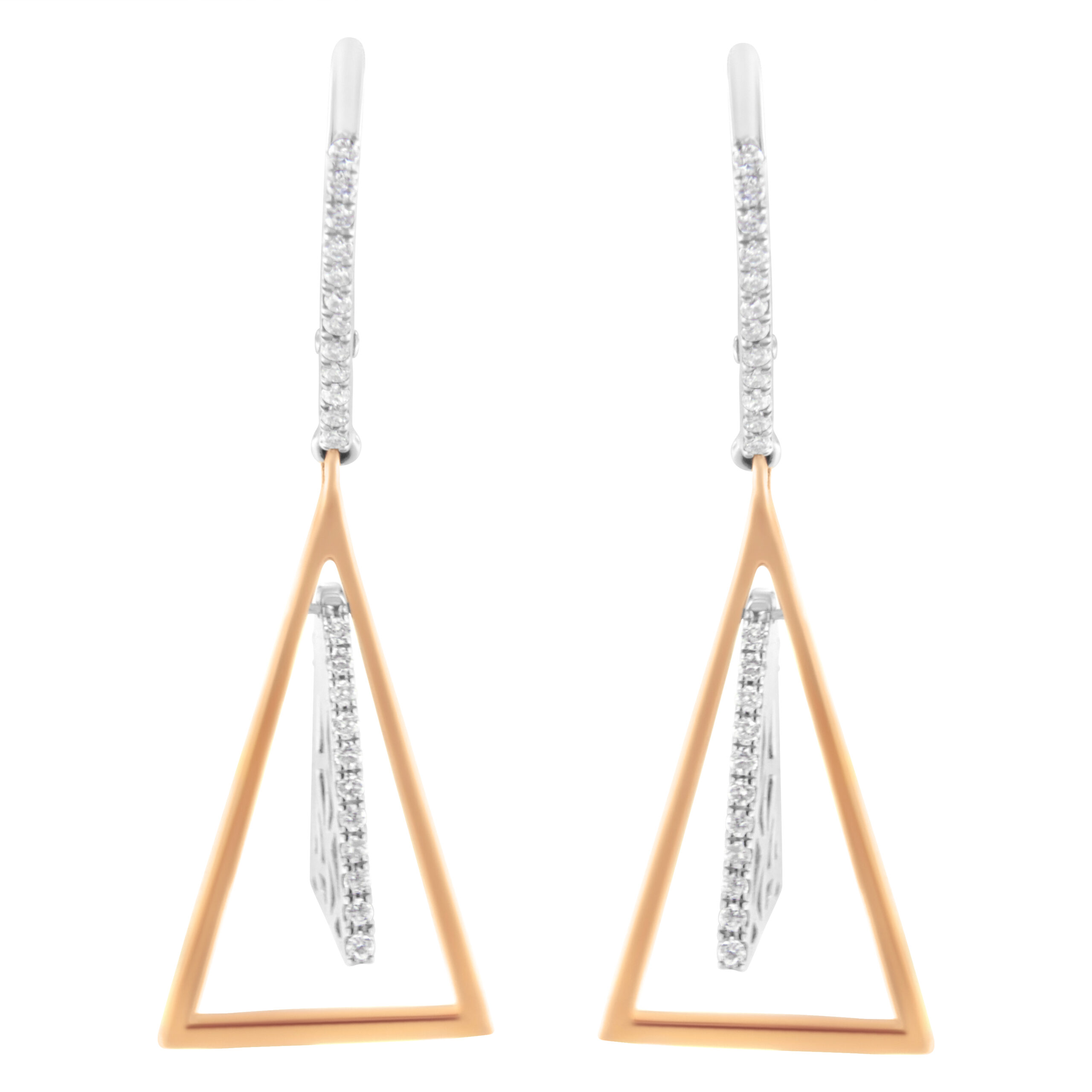 14K Rose and White Gold 3/8 Cttw Diamond Windchime Drop and Dangle Earring (G-H Color, SI1-SI2 Clarity)