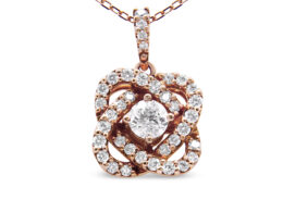 14K Rose Gold 1.00 Cttw Diamond Criss Cross Infinite Swirl "18" Pendant Necklace (H-I Color, SI2-I1 Clarity)