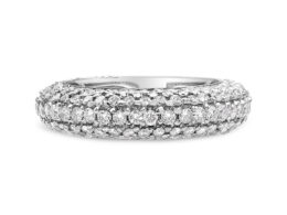 14K White Gold 2 1/2 Cttw Round-Cut Diamond Cluster Band Ring (H-I Color, SI1-SI2 Clarity) - Size 7.5