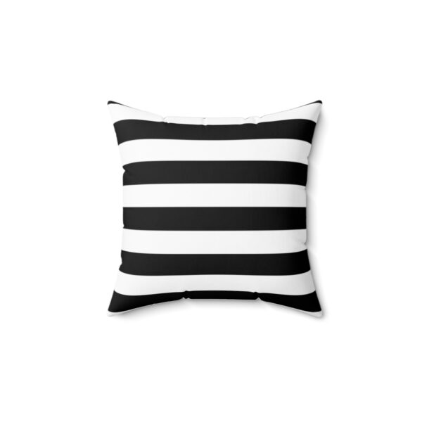 Black and White Striped Spun Polyester Square Pillow - Image 2