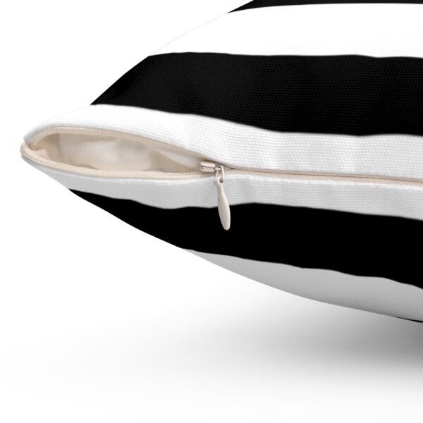 Black and White Striped Spun Polyester Square Pillow - Image 3