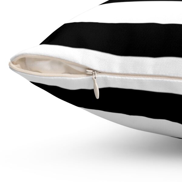 Black and White Striped Spun Polyester Square Pillow - Image 6