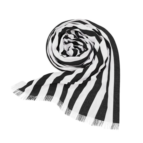 Black and White Striped Light Scarf - Image 3