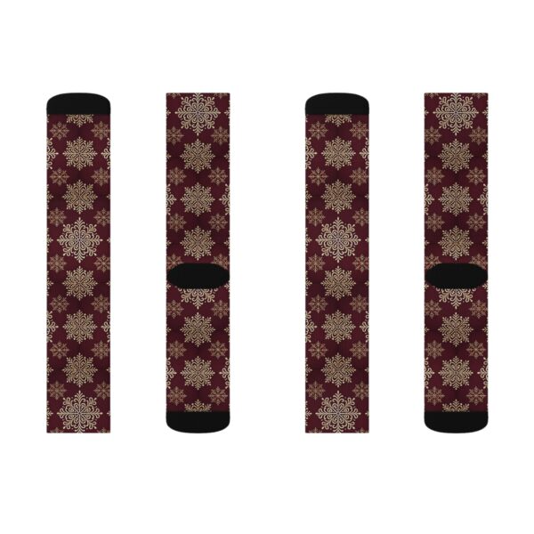 Burgundy Snowflake Socks - Image 2