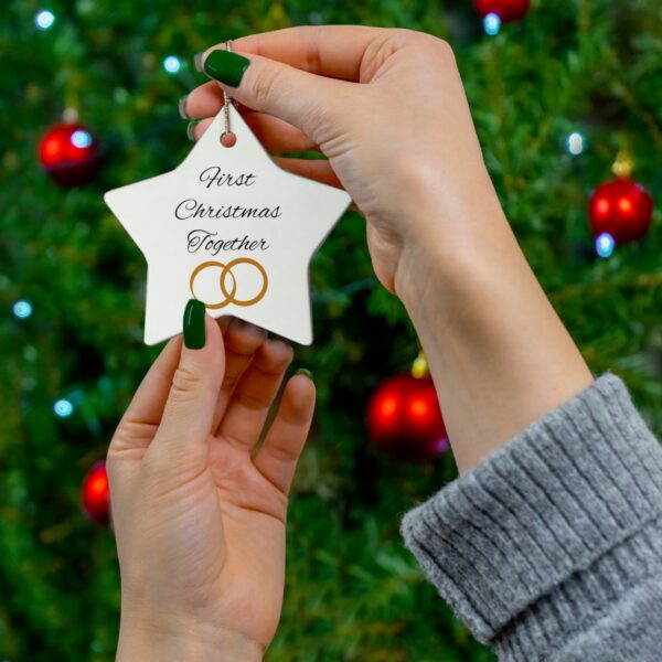 First Christmas Together Ceramic Ornament, 4 Shapes - Image 6