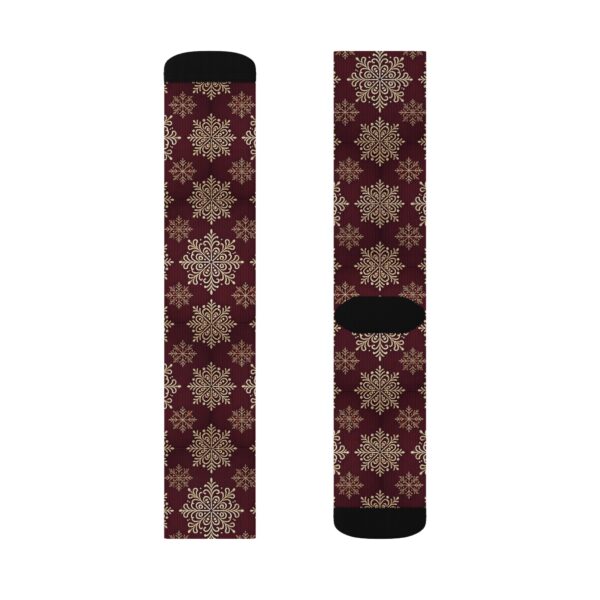 Burgundy Snowflake Socks - Image 4