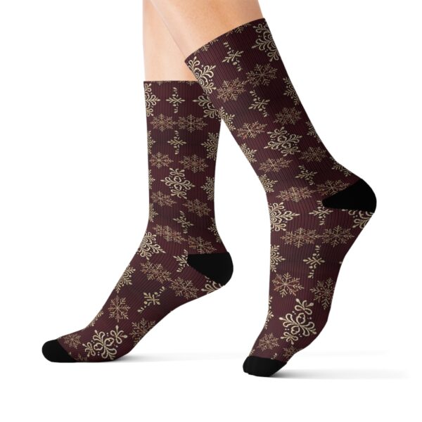 Burgundy Snowflake Socks